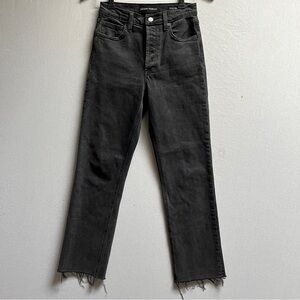 Denim Forum Arlington High Rise Straight Denim Jeans with Frayed Hem Sz 24